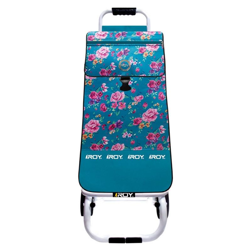 ROY - Carrito Mini Estructura Plegable Bolso Floral Celeste