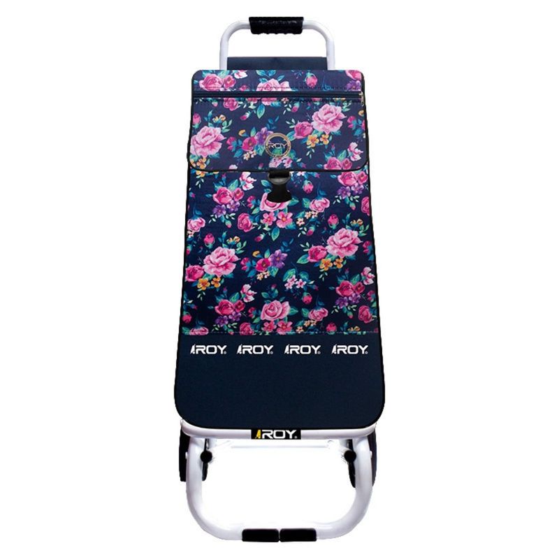 ROY - Carrito Mini Estructura Plegable Bolso Floral Azul Marino