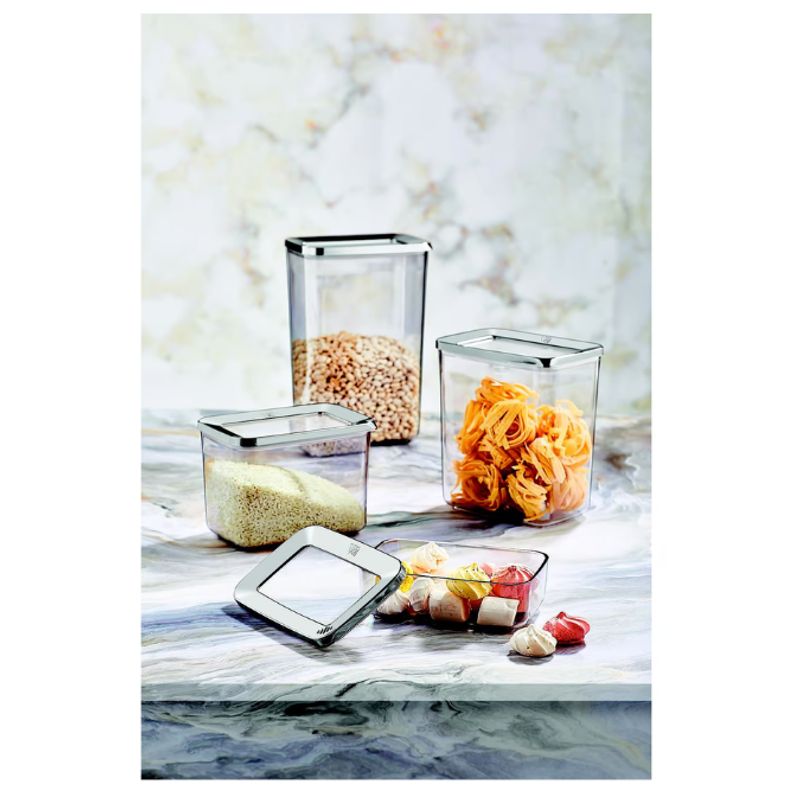 VIP AHMET - Contenedor rectangular, transparente plomo set de 4 piezas