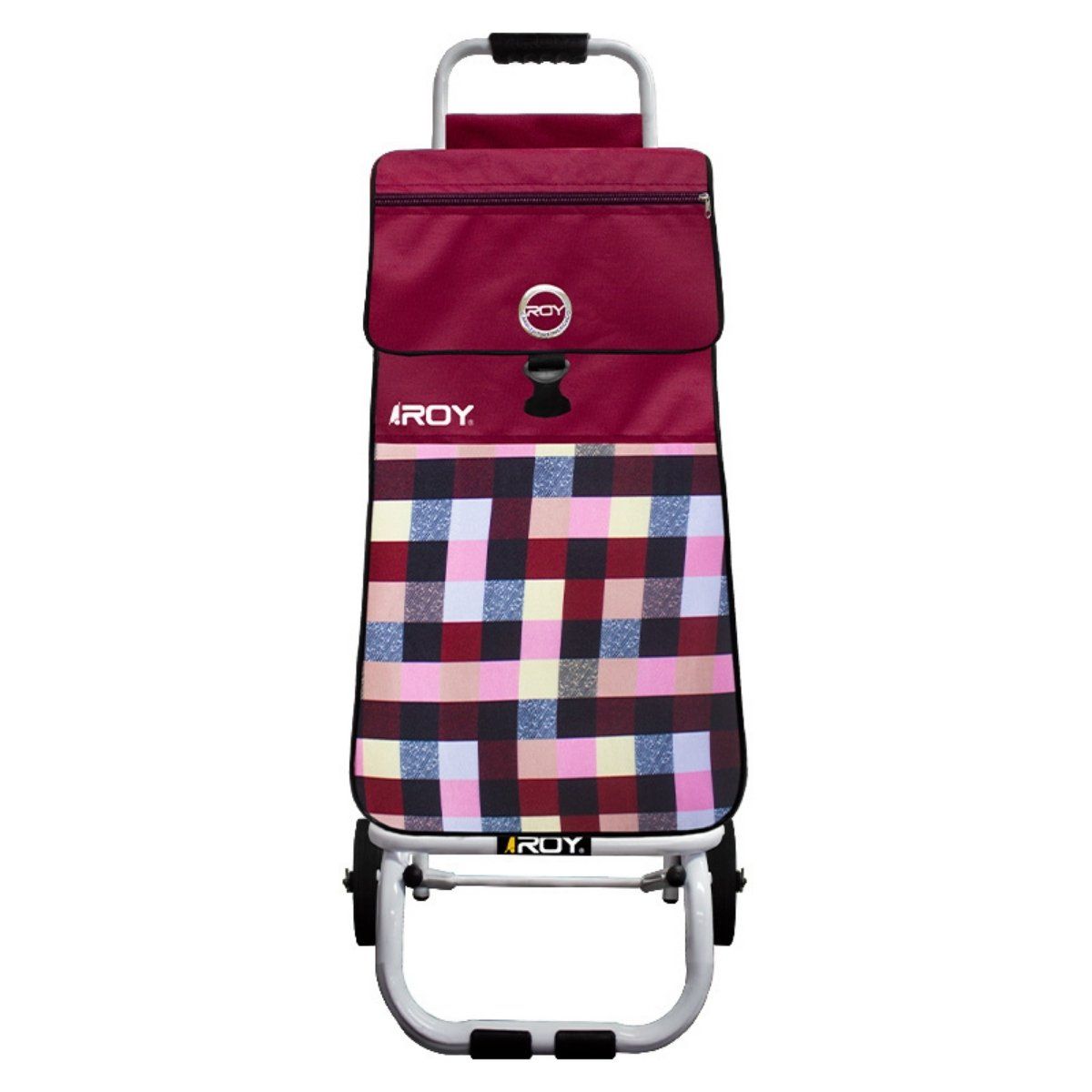 ROY - Carrito Candy Estructura Fija Bolso Cuadrillé Colorido Vino