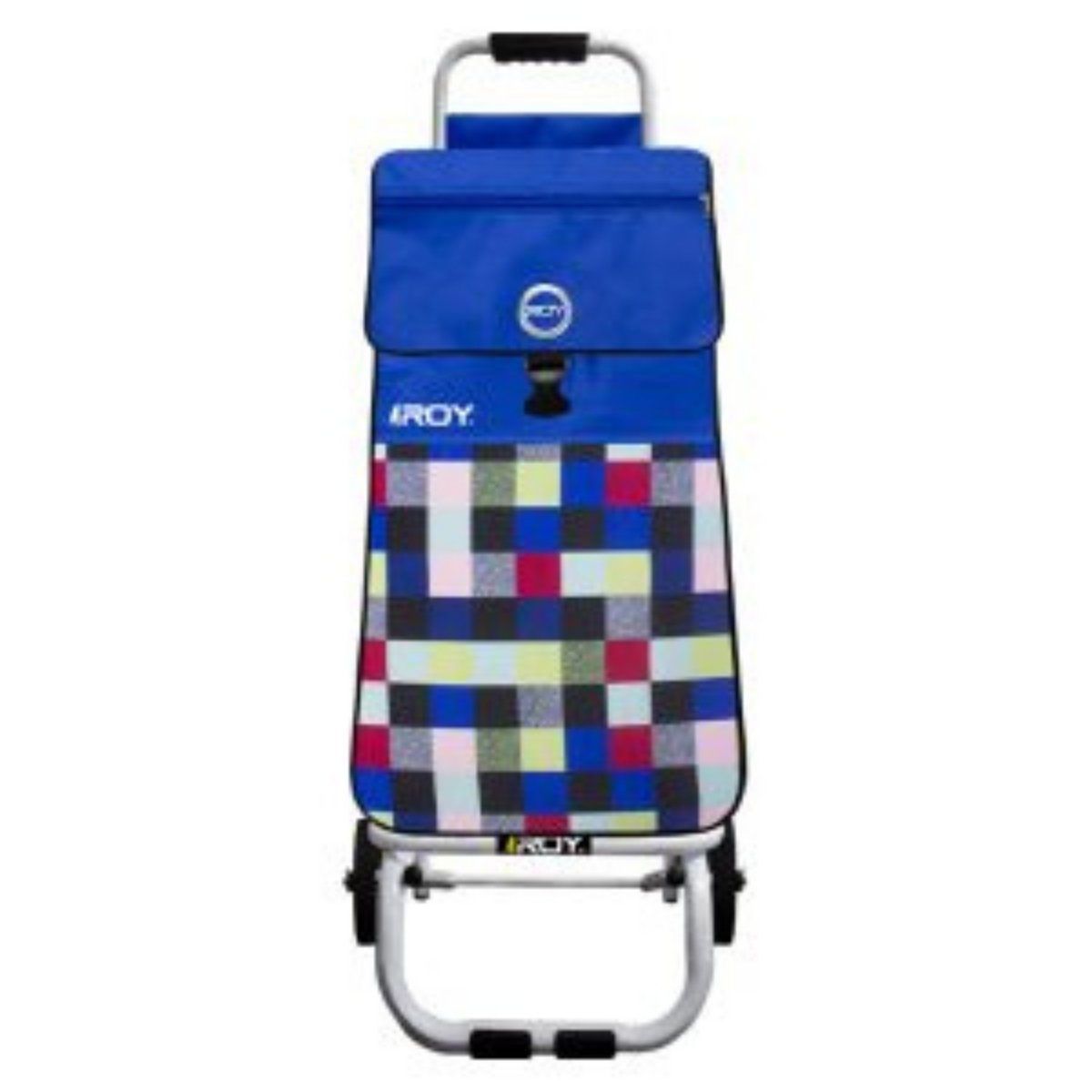 ROY - Carrito Candy Estructura Fija Bolso Cuadrillé Colorido Azul