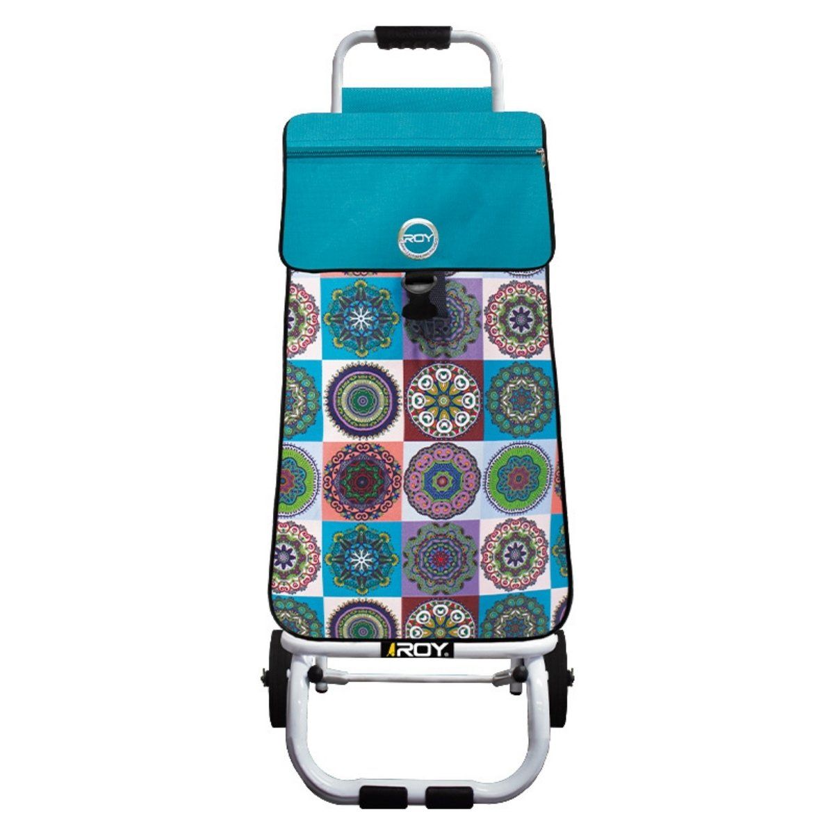 ROY - Carrito Jumbo Estructura Plegable Bolso Mándalas Celeste