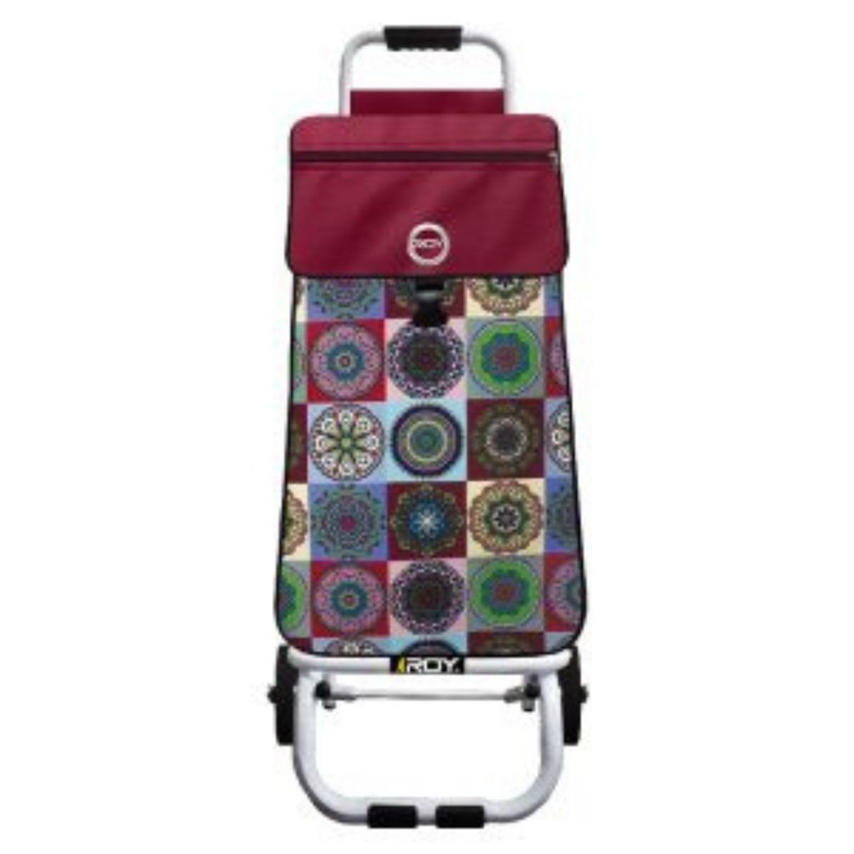 ROY - Carrito Jumbo Estructura Plegable Bolso Mándalas Vino
