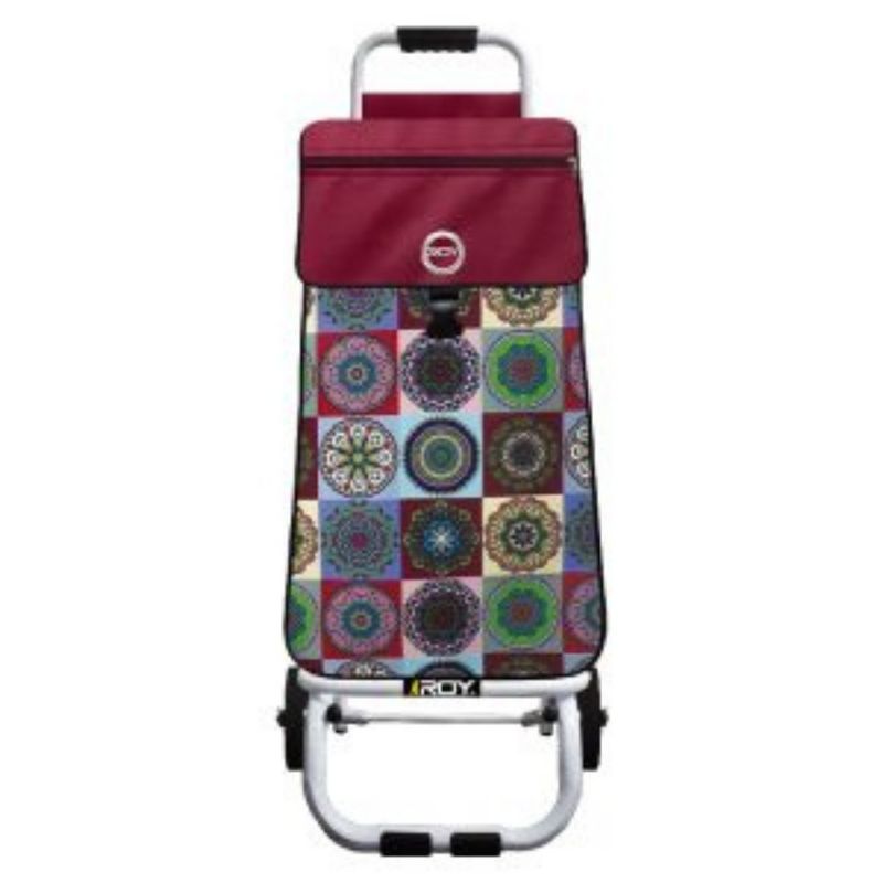 ROY - Carrito Jumbo Estructura Plegable Bolso Mándalas Vino