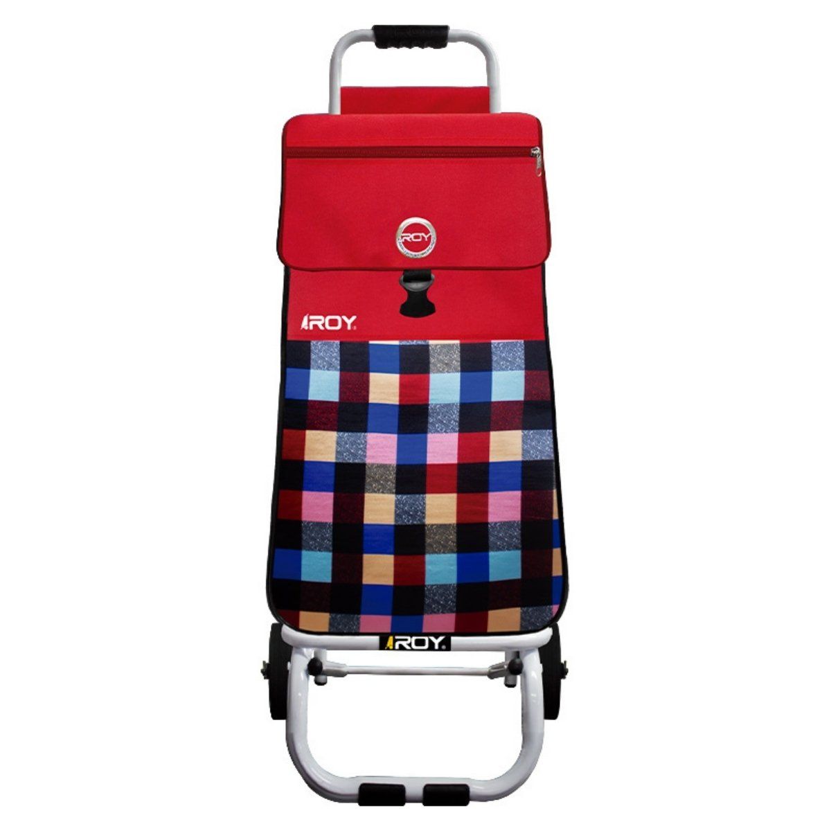 ROY - Carrito Candy Estructura Fija Bolso Cuadrillé Colorido Rojo