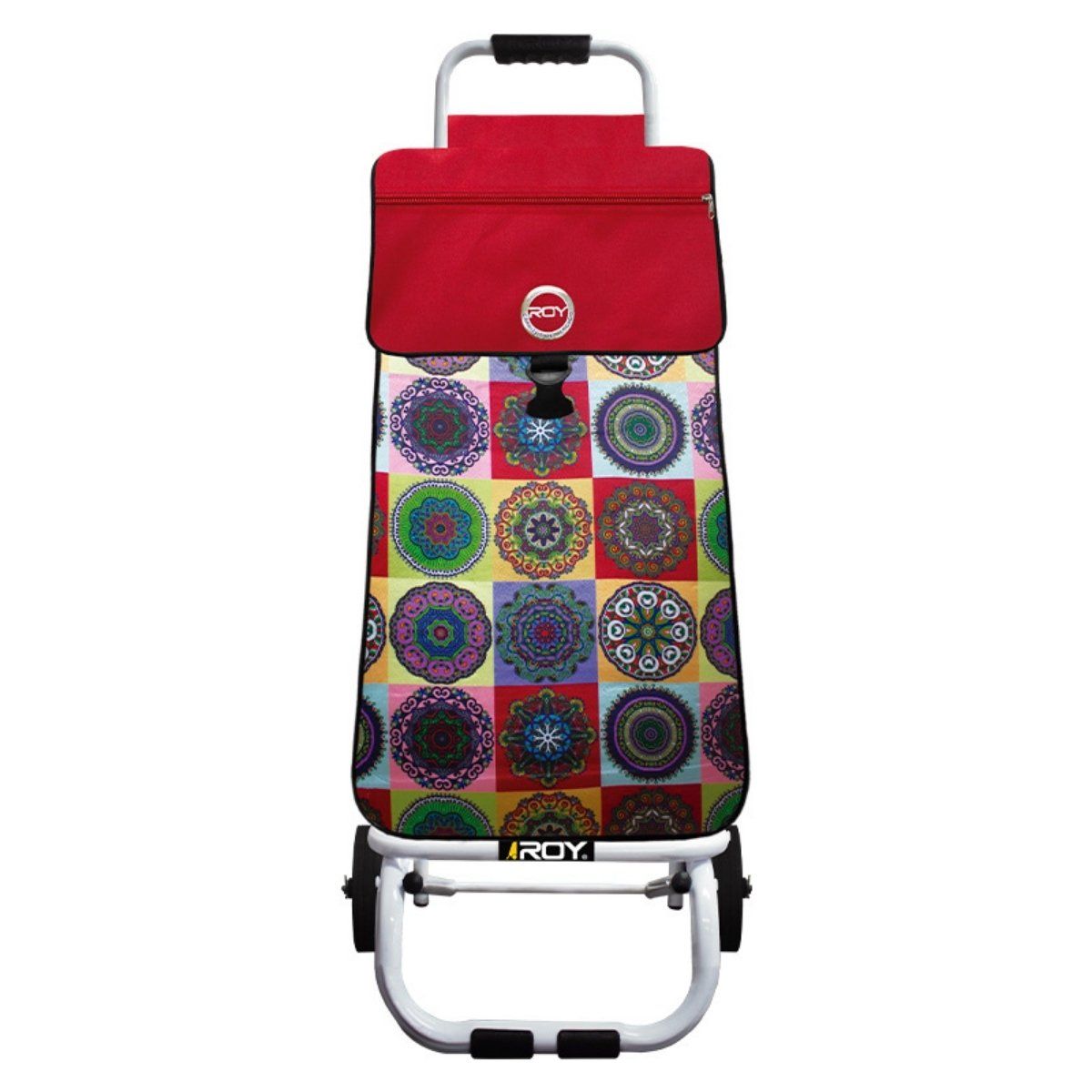 ROY - Carrito Jumbo Estructura Plegable Bolso Mándalas Rojo