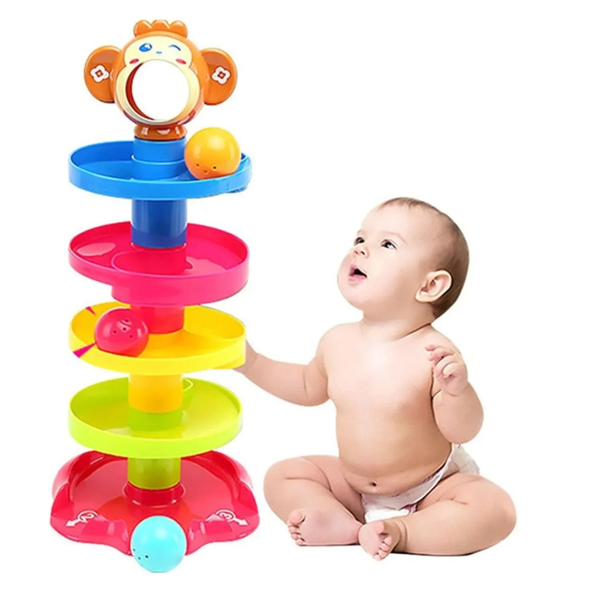 HUANGER - Juguete Torre De Pelotas Sonajeras Didactico Para Bebes