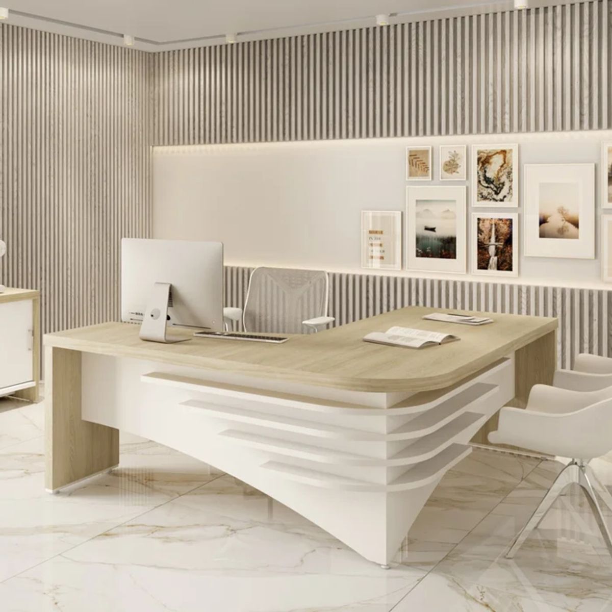 GENERICO - Escritorio Empresarial Ebenza Marrón y Blanco R&R MUEBLES