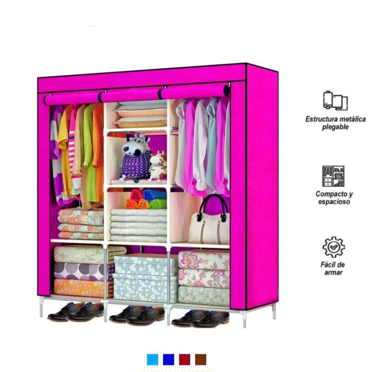 GENERICO - ROPERO ARMARIO DE 3 CUERPOS Y 2 COLGADORES ARMABLE COLOR VARIADO