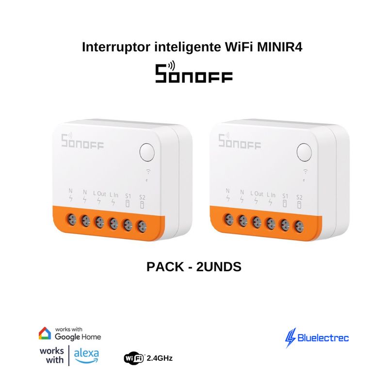 SONOFF - Interruptor inteligente WiFi MINIR4 - SONOFF Pack 2 unds