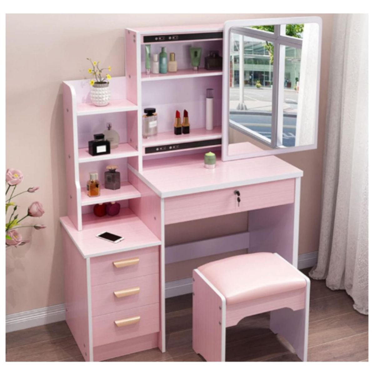 GENERICO - Tocador de Maquillaje con Espejo para dormitorio Rose