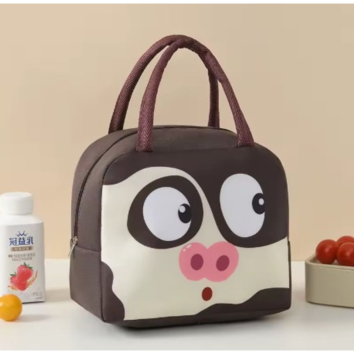 GENERICO - Lonchera Térmica de Alimentos y Bebidas Marron Vaca