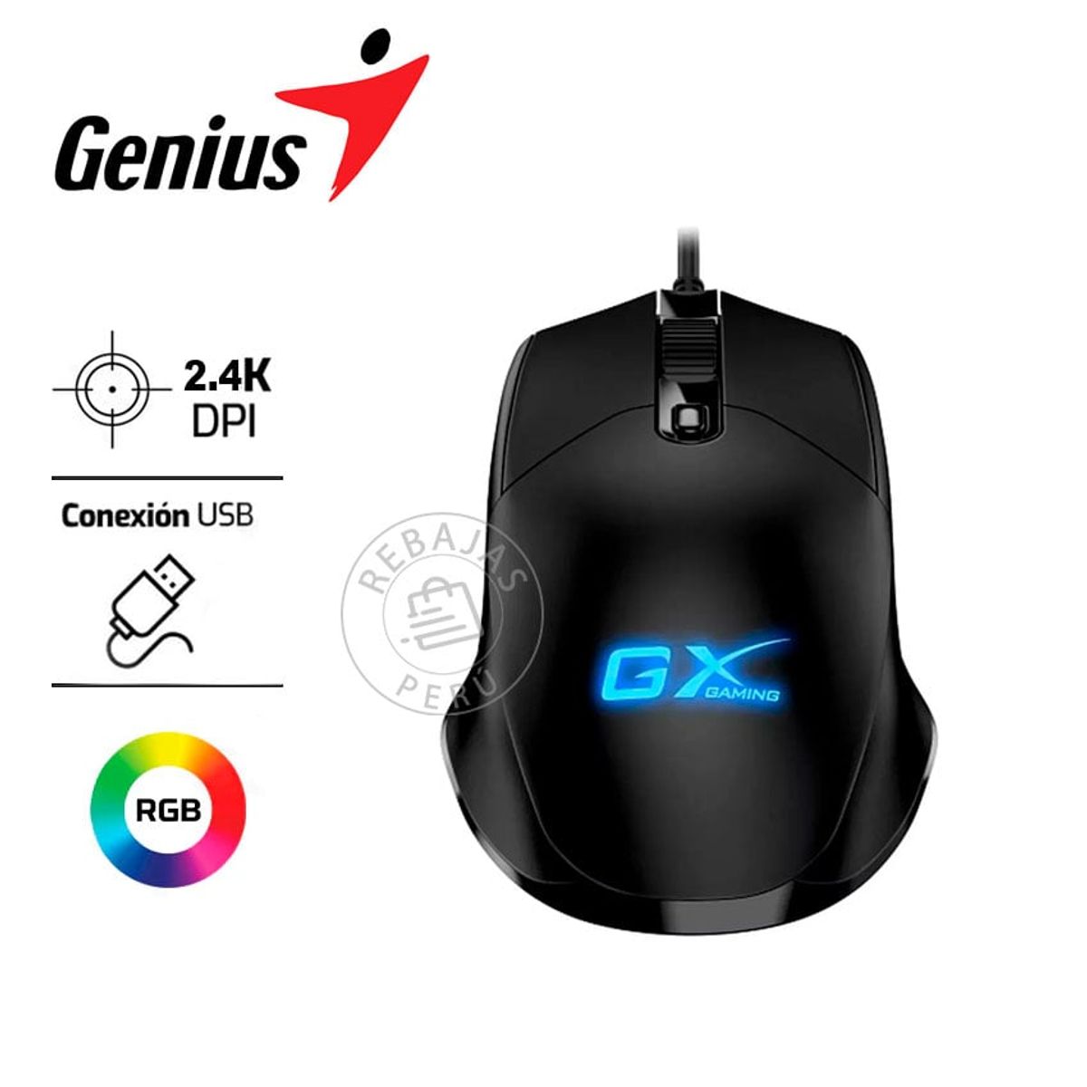 GENIUS GX - Mouse Gamer Genius GX Scorpion M300 2400 DPI  Retroiluminación RGB