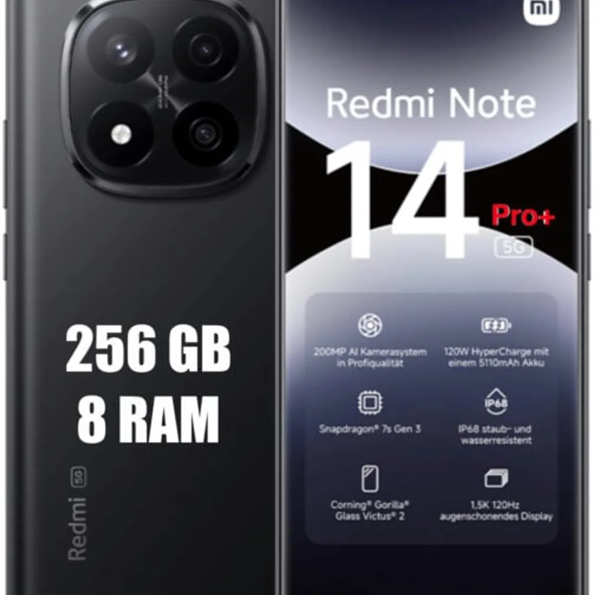 XIAOMI - XIAOMI REDMI NOTE 14 PRO PLUS 5G 256GB 8GB RAM NEGRO