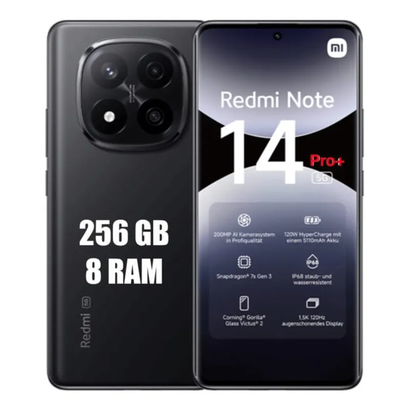 XIAOMI - XIAOMI REDMI NOTE 14 PRO PLUS 5G 256GB 8GB RAM NEGRO