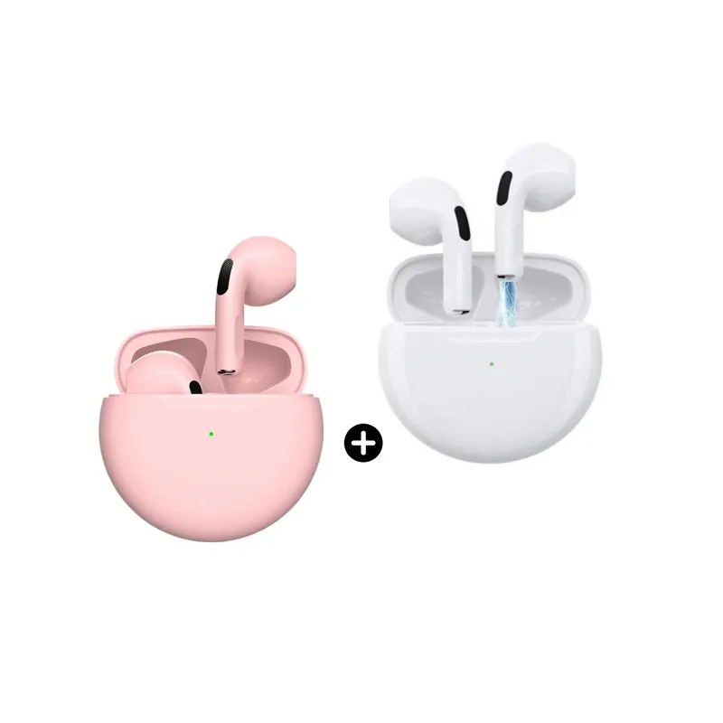 GENERICO - Pack x2 Audífonos Air Inpods PRO 6 Bluetooth Rosado y Blanco