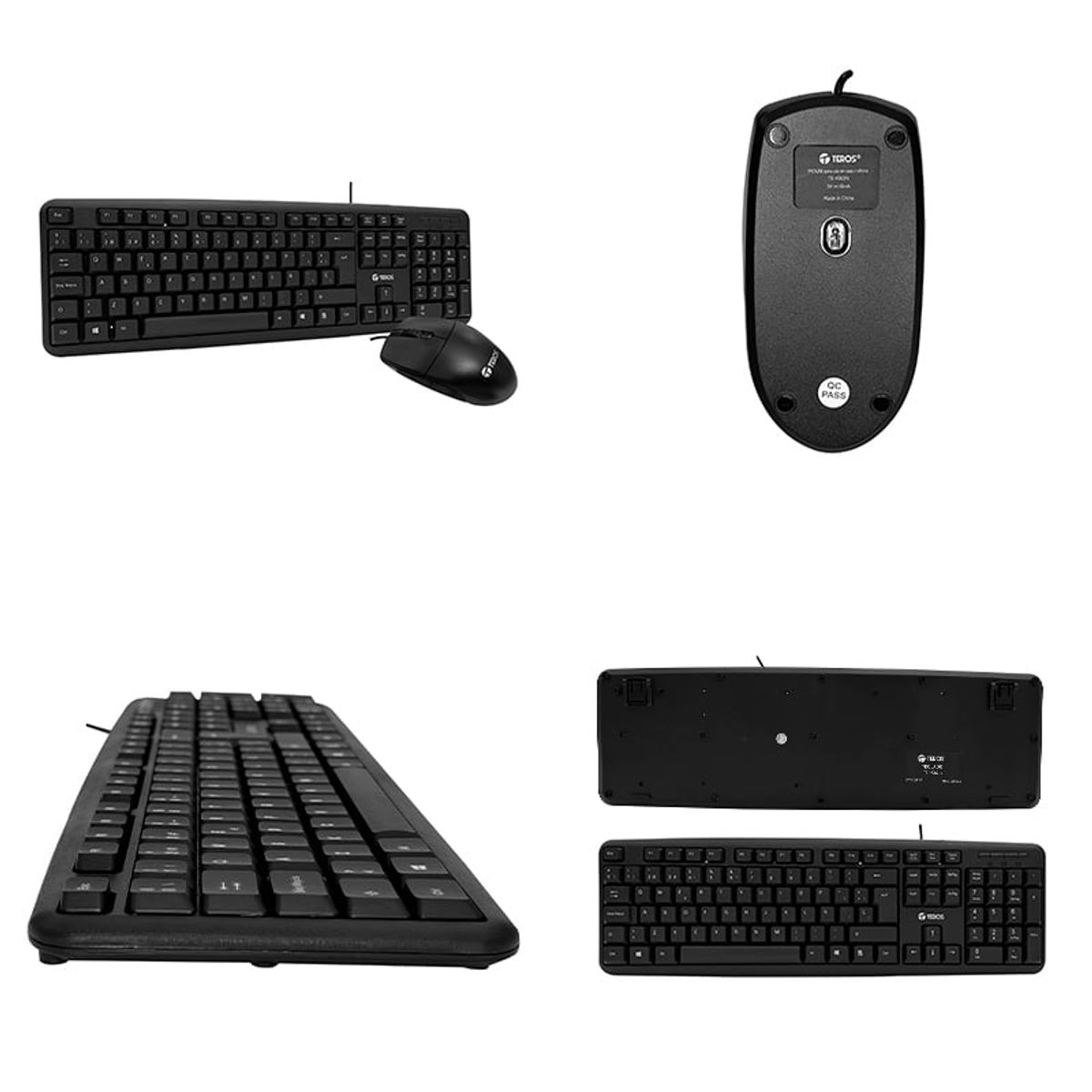 TEROS - Kit teclado y mouse TEROS TE-4062N USB acabado elegante negro