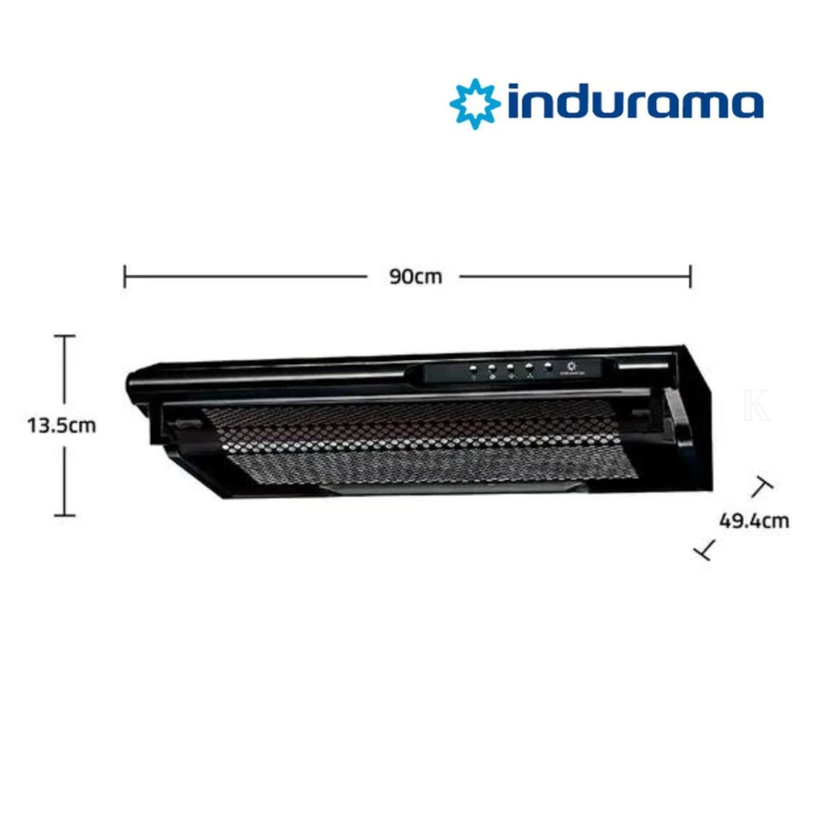 INDURAMA - Campana Extractora 3 Velocidades Indurama 90cm Negro