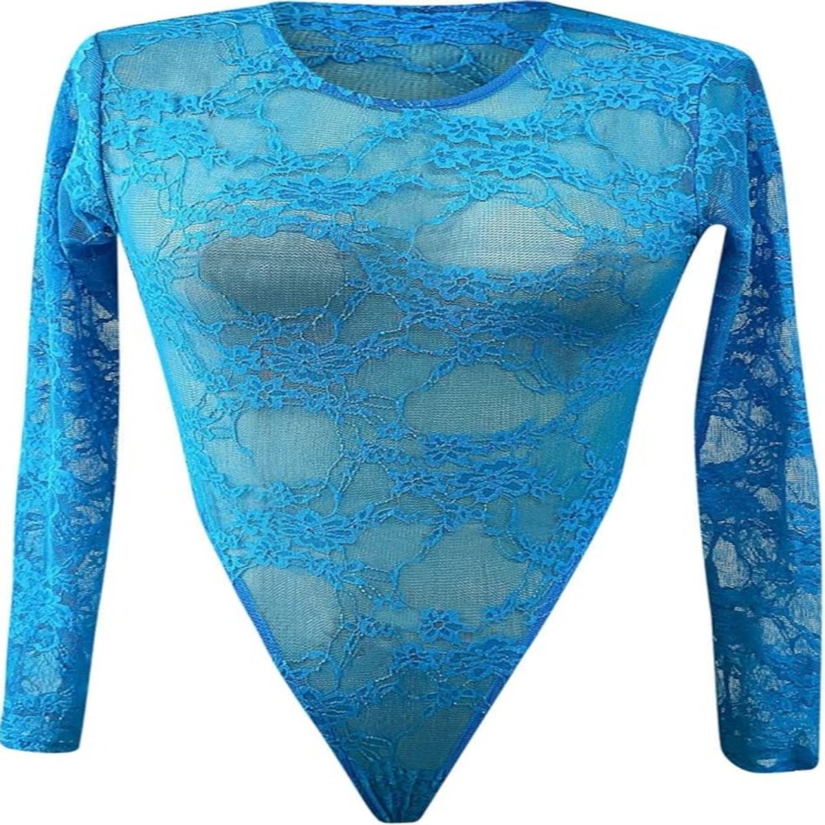 GENERICO - Body celeste tiro alto con encaje  Talla M