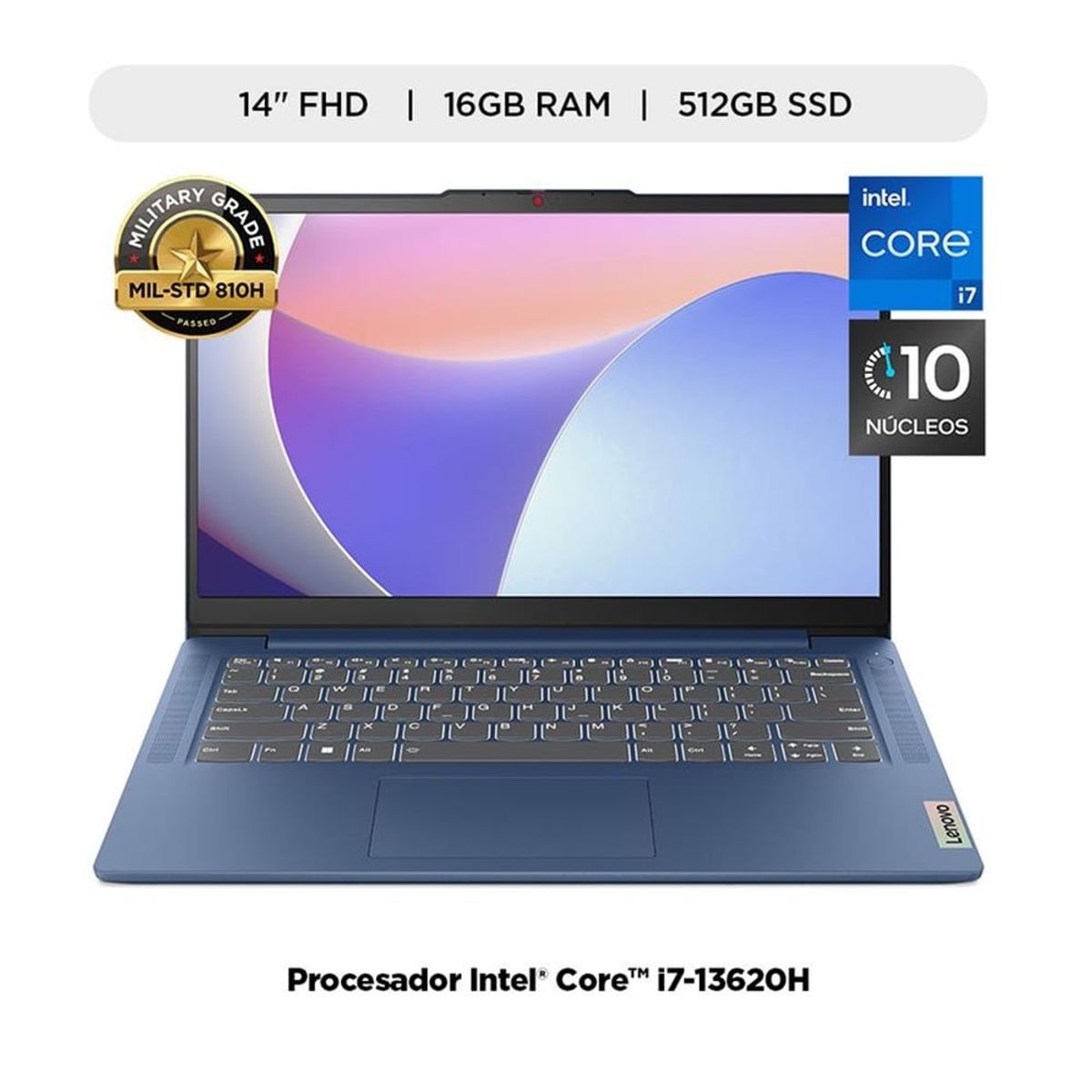 LENOVO - Laptop Lenovo IdeaPad Slim 3 14IRH8 14" FHD Intel Core i7-13620H 16 GB DDR5 512GB SSD Windows 11 Azul