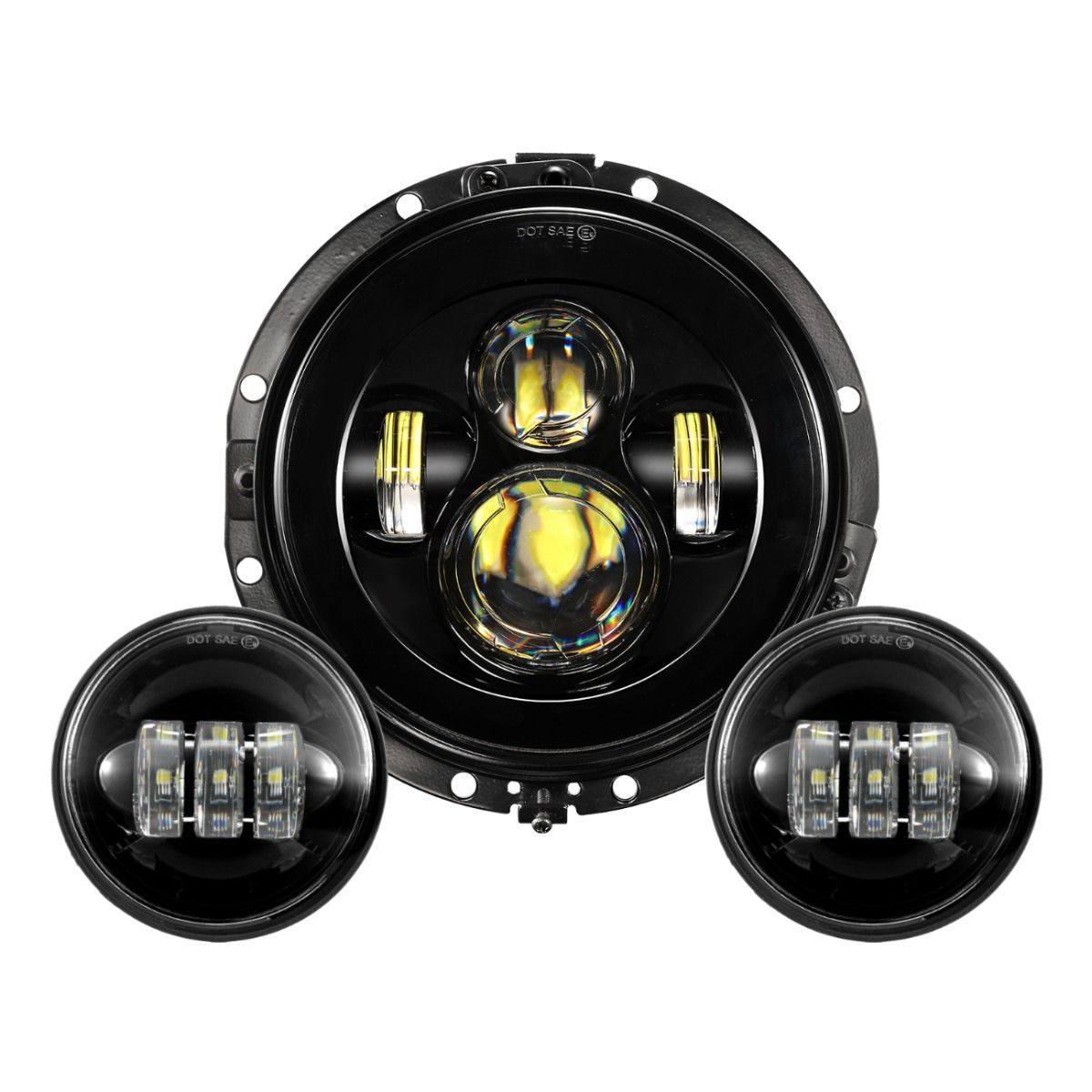 GENERICO - Faros Led Proyector 7″ Negro con 2 Faros Led 4.5inch