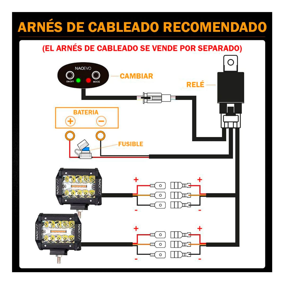 NAOEVO - Arnés De Cableado Para dos Barras Led 3MT