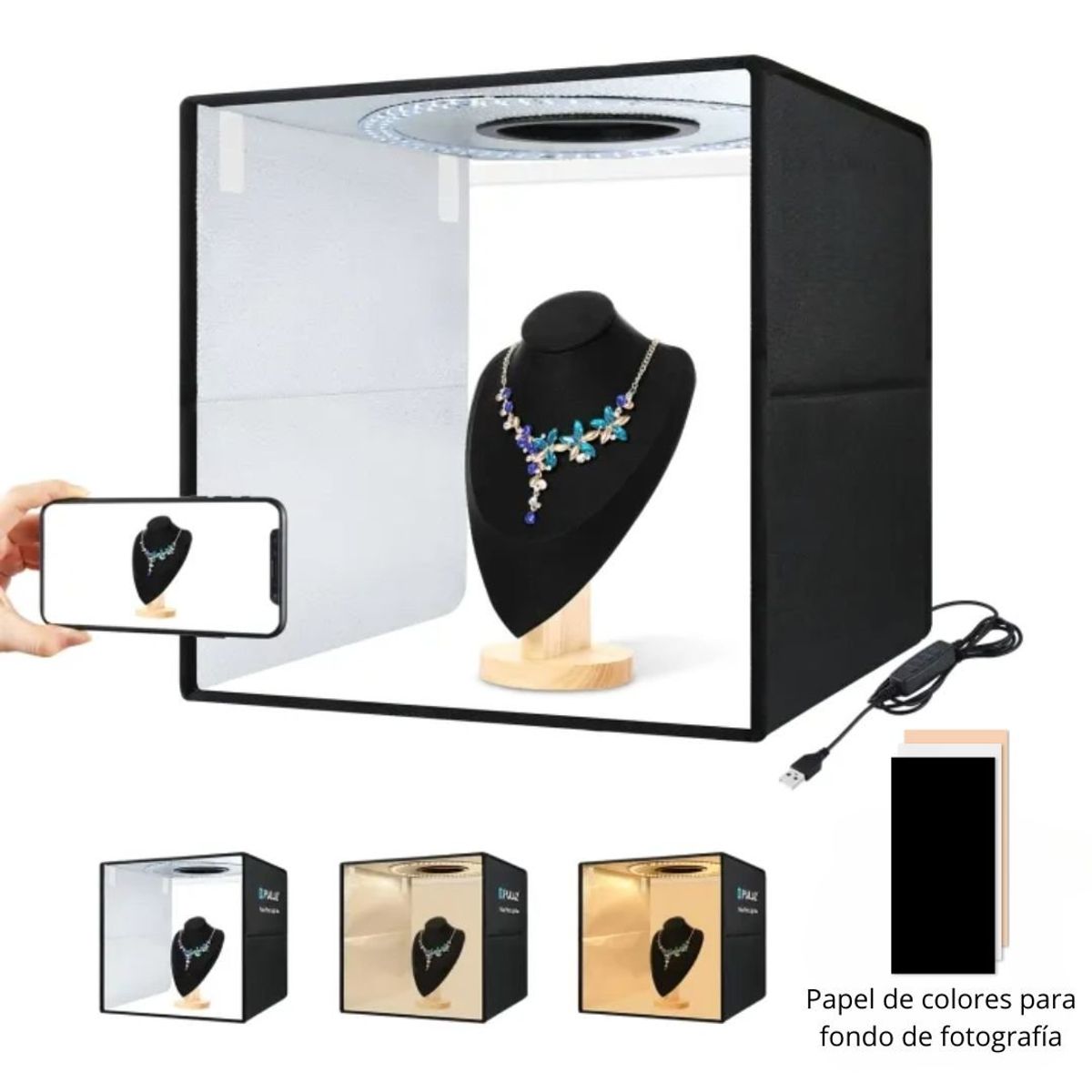 GENERICO - Caja de Luz de Estudio de Fotografía 40cm Plegable 3 Colores DY-SY-40