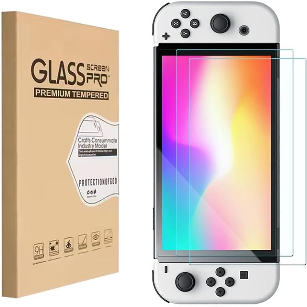 GENERICO - Protector de Pantalla Mica Vidrio Templado Nintendo Switch Oled X 2