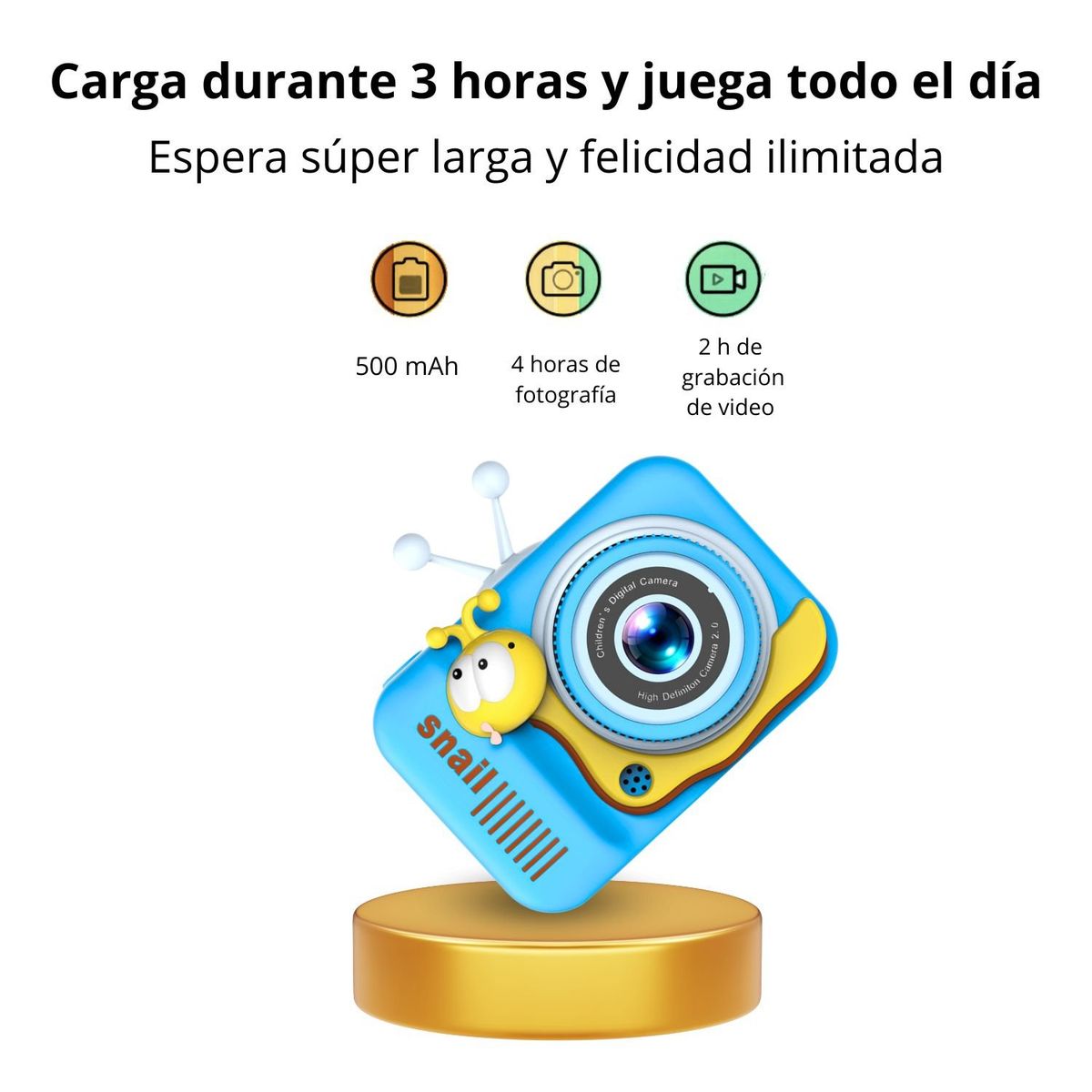 GENERICO - Cámara Digital HD para Niños Juegos Selfie SQ-XJ03 Celeste