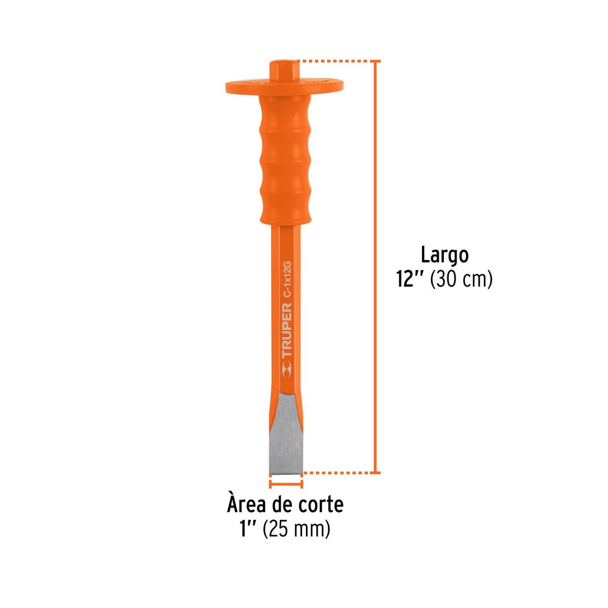 TRUPER - Cincel de corte frío 1 X 12" con grip, Truper