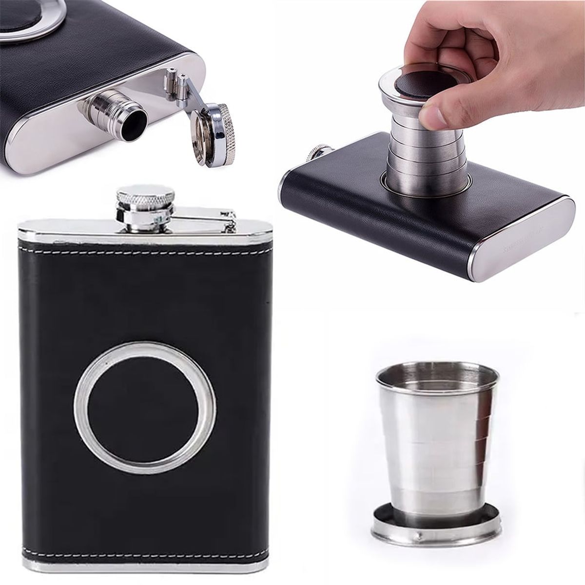 GENERICO - Licorera Bolsillo Wiskera 8 onzas vaso Acero Inoxidable