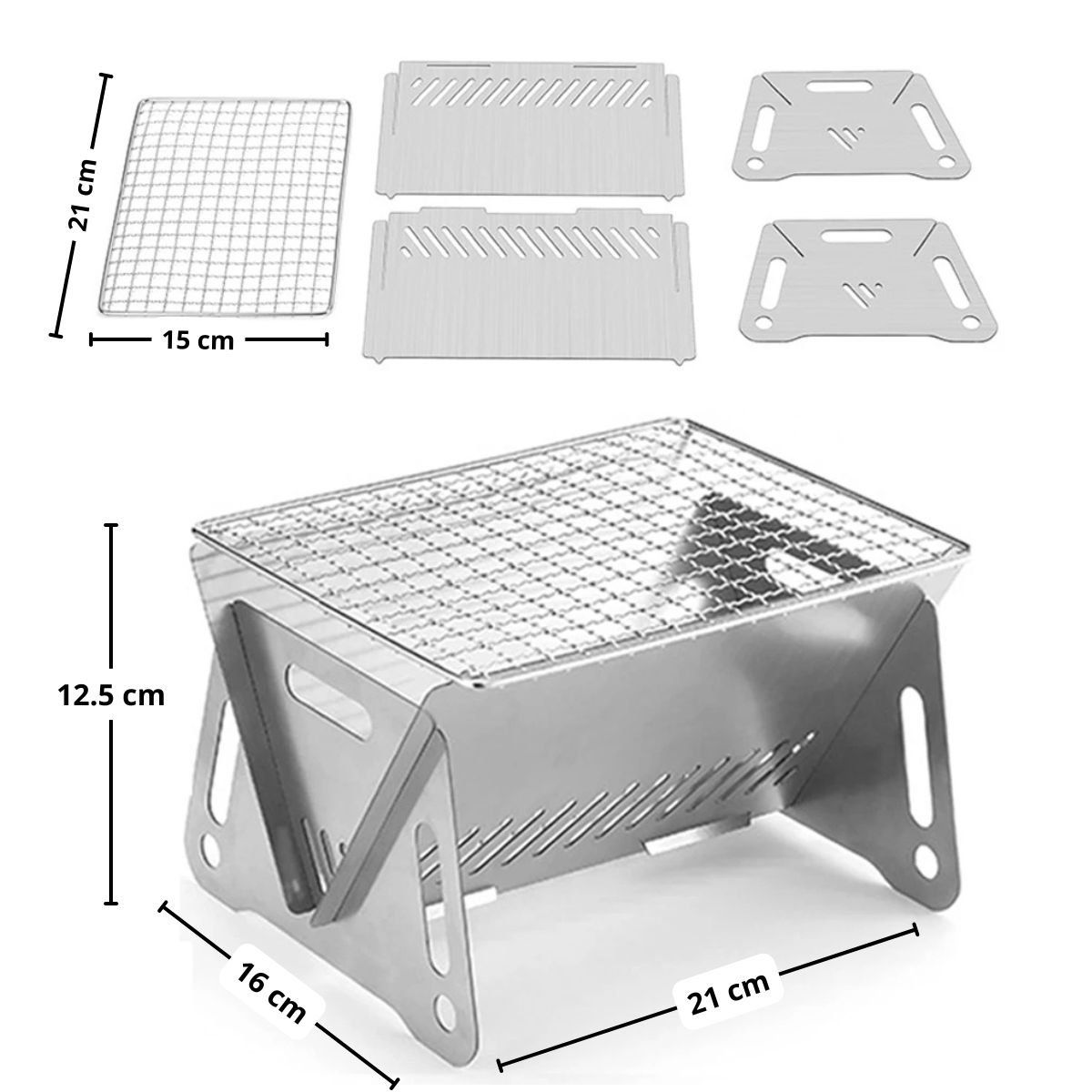 GENERICO - Parrilla Plegable Desarmable Portatil para Camping