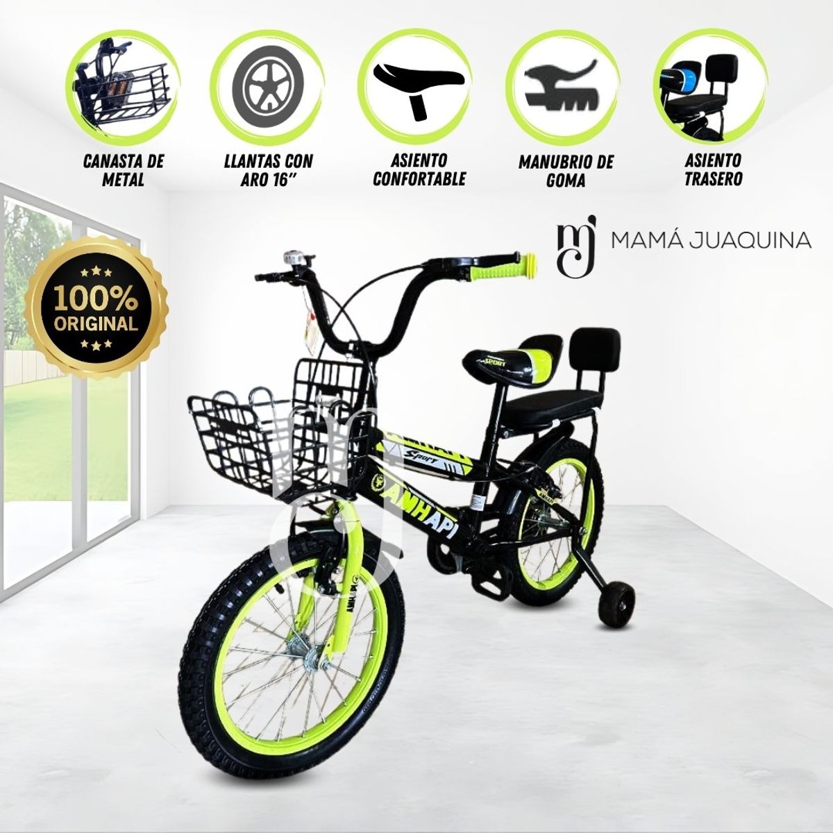 BABY - Bicicleta Para Niños Aro 16 «AMHAPPY» Green