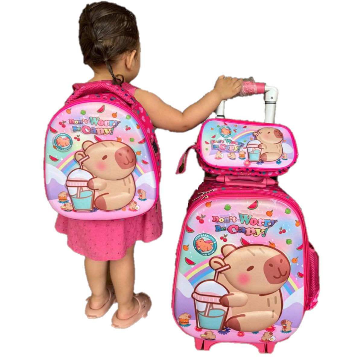 GENERICO - MOCHILA CAPIBARA TRES PIEZAS