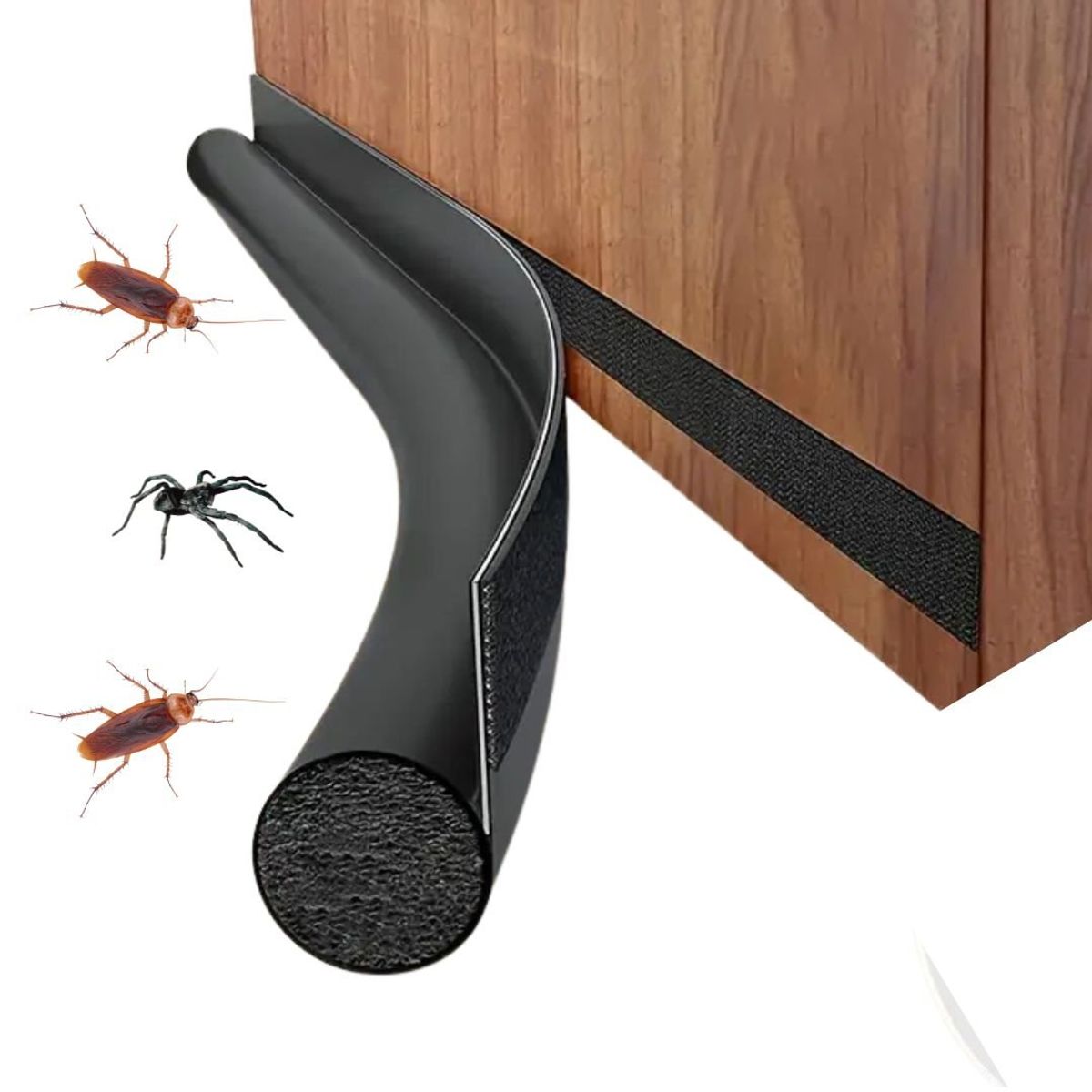 HOGARMAS - Burlete Tope Adhesivo para Puerta con Velcro para Fácil Limpieza Negro