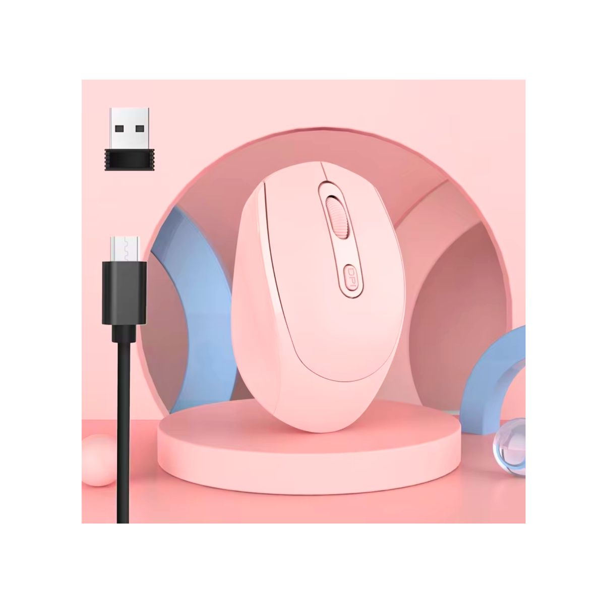 ROMAX - MOUSE OPTICO INALAMBRICO RECARGABLE PORTATIL COLOR ROSADO