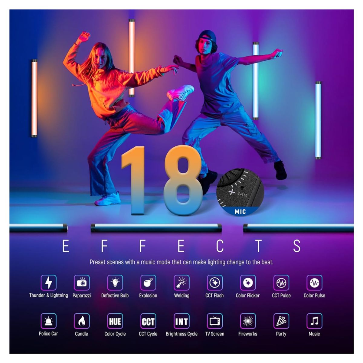 NEEWER - BARRA NEEWER TL60 RGB TUBO DE LUZ LED NEGRO