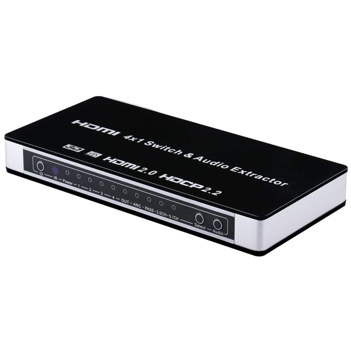 GENERICO - Switch HDMI 2.0 4 x 1 extractor de Audio con control remoto HDCP 2.2