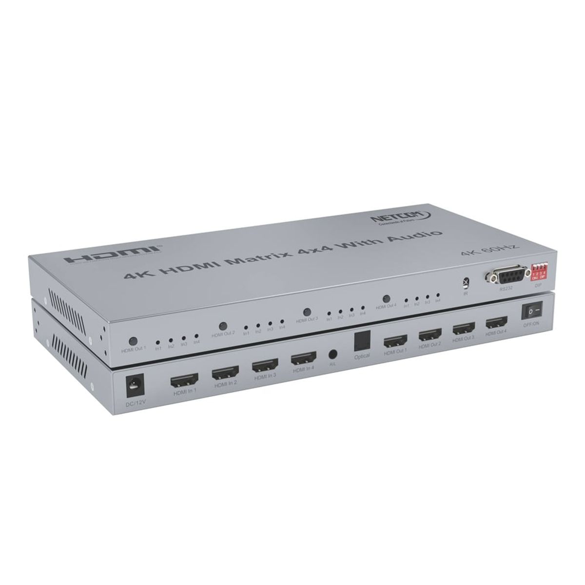 GENERICO - Matrix HDMI 4x4 Puertos Version 2.0 4K 60Hz Splitter Switch HDMI HDR