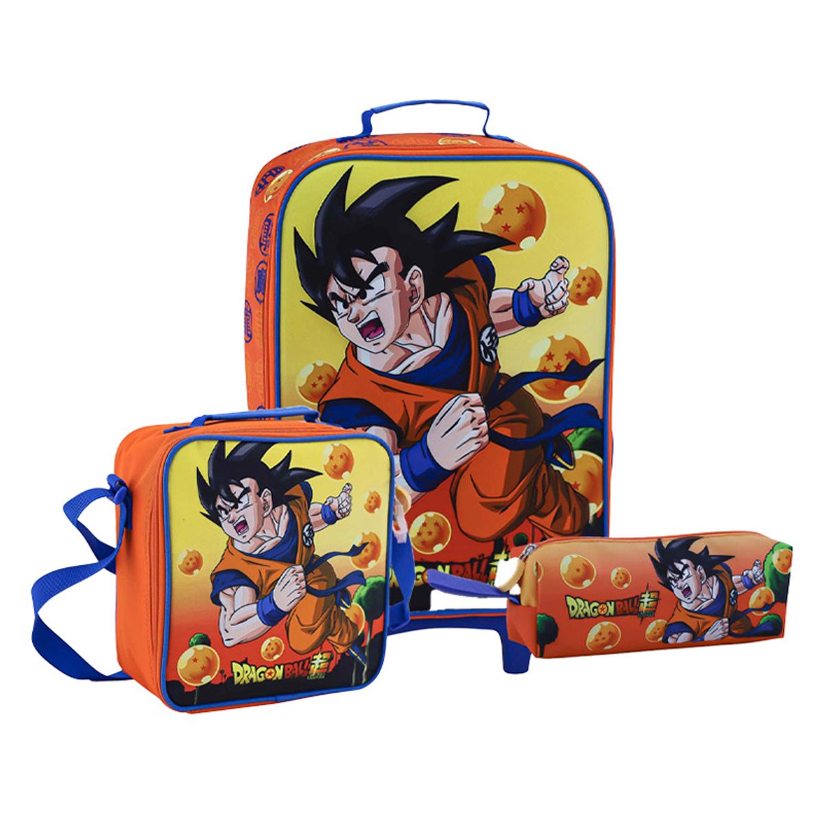 SCOOL - SET KOMBAT MOCHILA + LONCHERA + CARTUCHERA 3D DRAGON BALL A