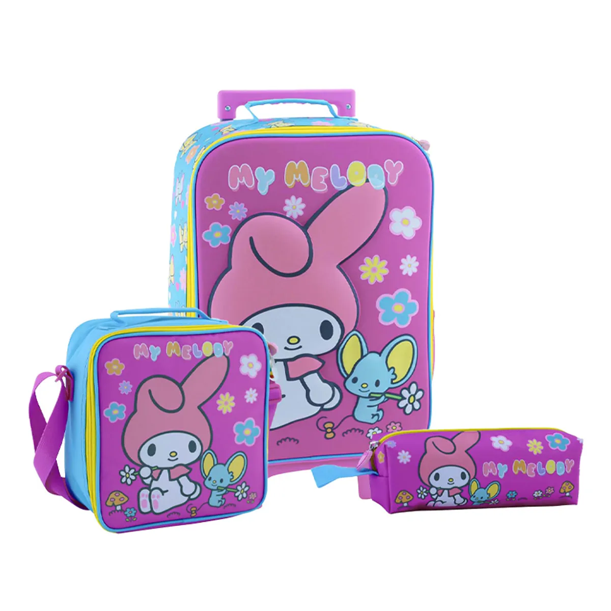 SCOOL - SET KOMBAT MOCHILA + LONCHERA + CARTUCHERA TELA MY MELODY 3D