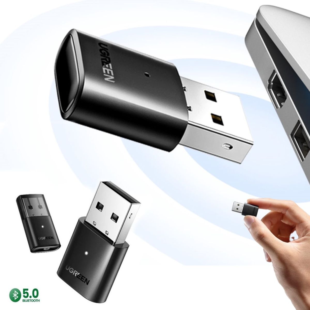 UGREEN - Adaptador Bluetooth 5.0 Emisor Receptor 2 en 1 UGREEN 20 Metros USB