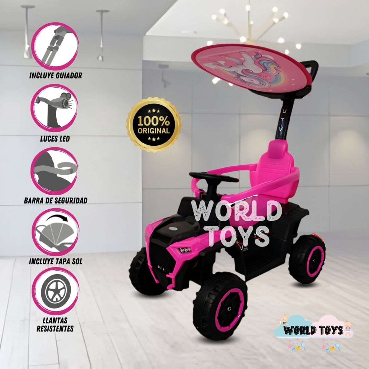 BABY - Correpasillo Guiador a Batería «UTV HO» Pink