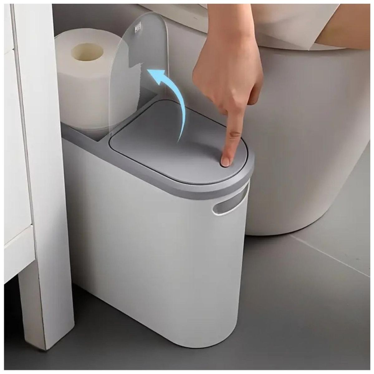 MINARI - Tacho de Basura Elegante con Botón a Presión Blanco T1B