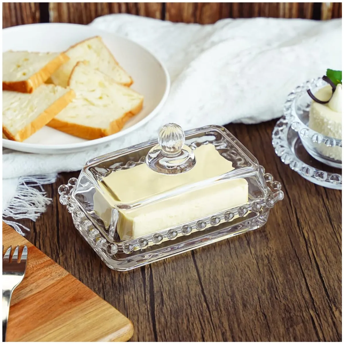 INSPIRA MARKET - Mantequillera Plato Porta Mantequilla Vidrio