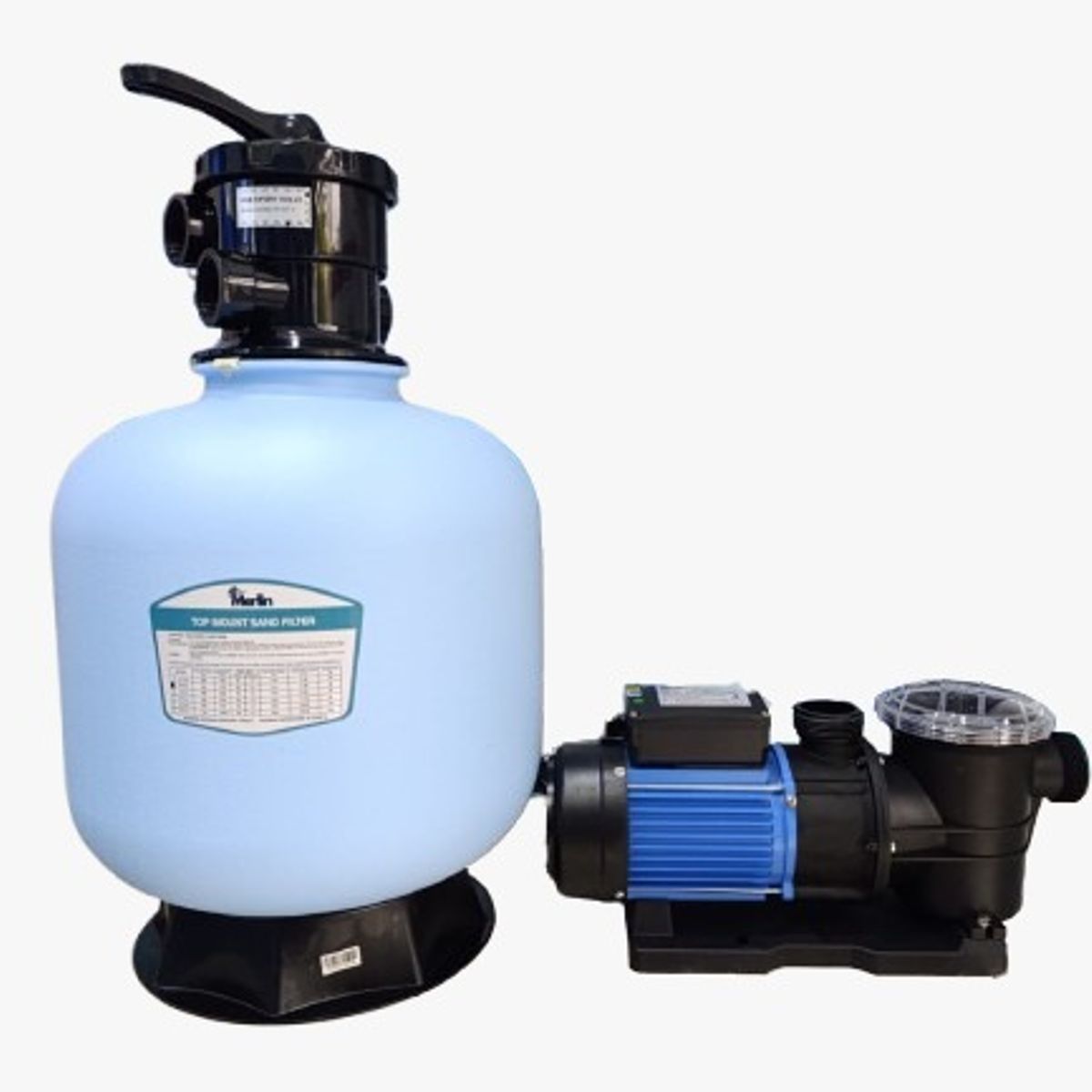 MERLIN - PACK BOMBA  DE 1.2 HP MERLIN + FILTRO 16PULGADAS MERLIN PARA PISCINA