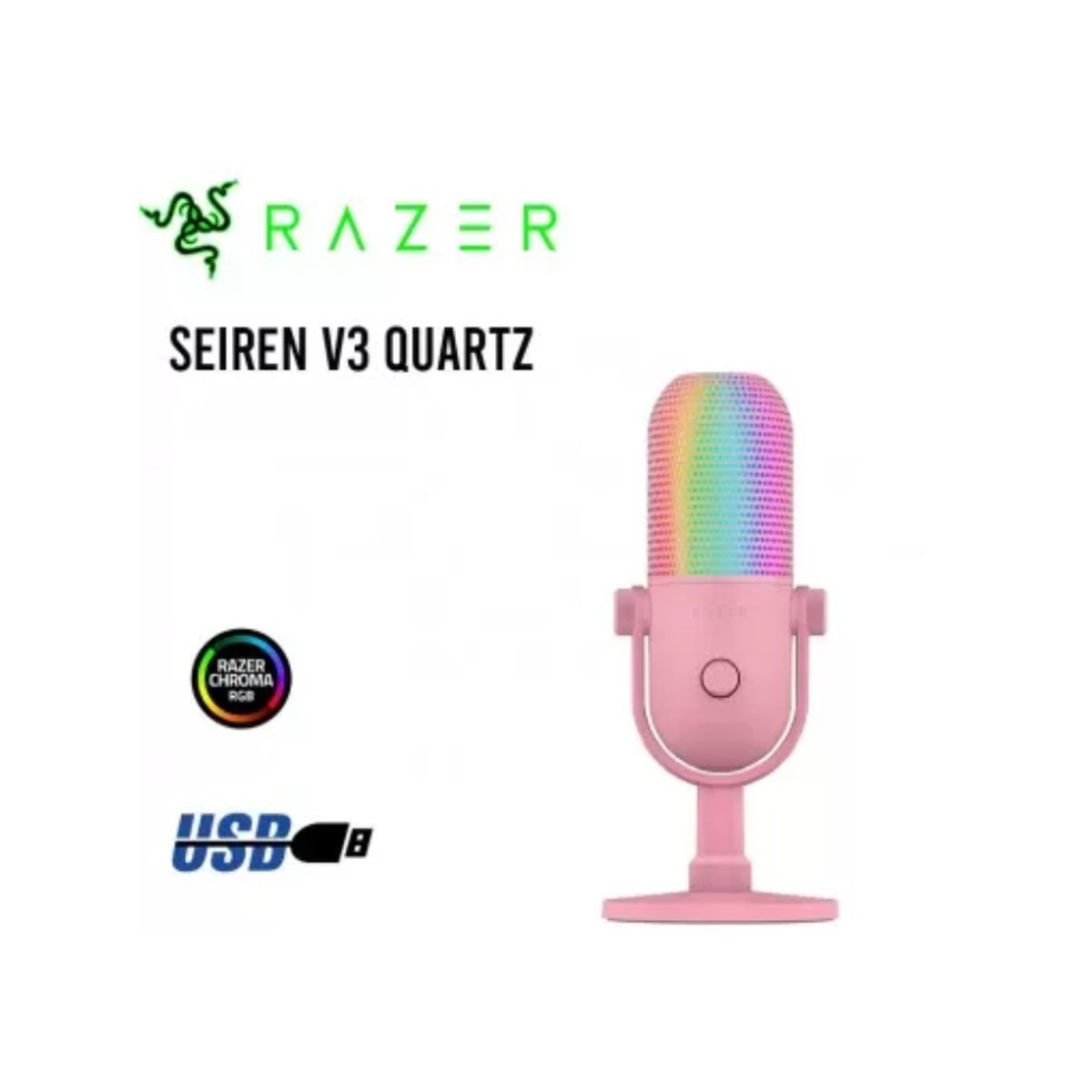 RAZER - MICROFONO RAZER SEIREN V3 CHROMA STREAMING SUPERCARDIODE SILENT QUARZO