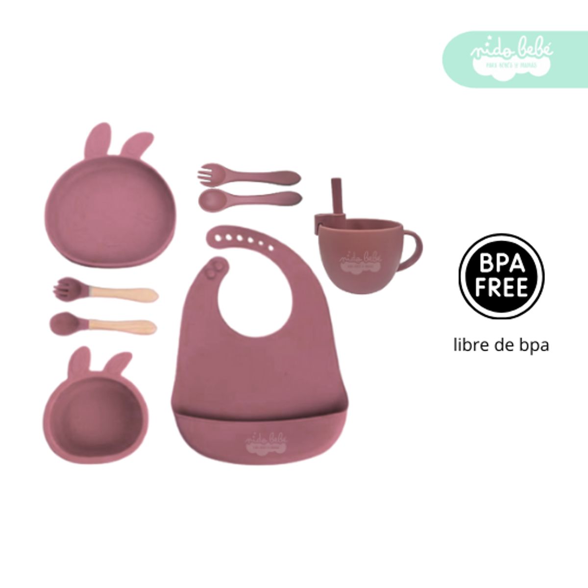 GENERICO - Set de alimentación de bebé modelo conejito