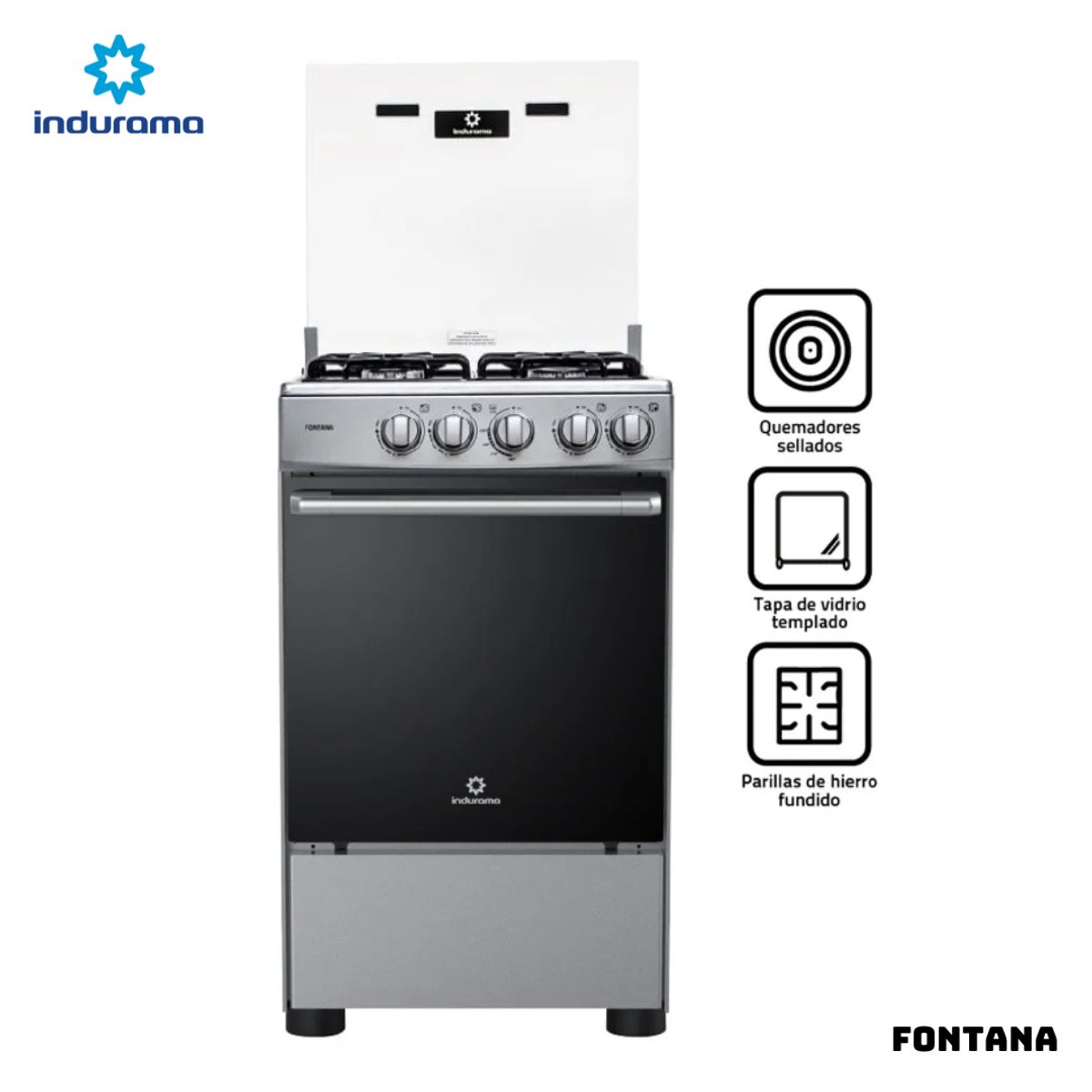 INDURAMA - COCINA DE PIE INDURAMA A GAS 4 HORNILLAS - FONTANA + MICROONDAS MIRAY HMM-20N