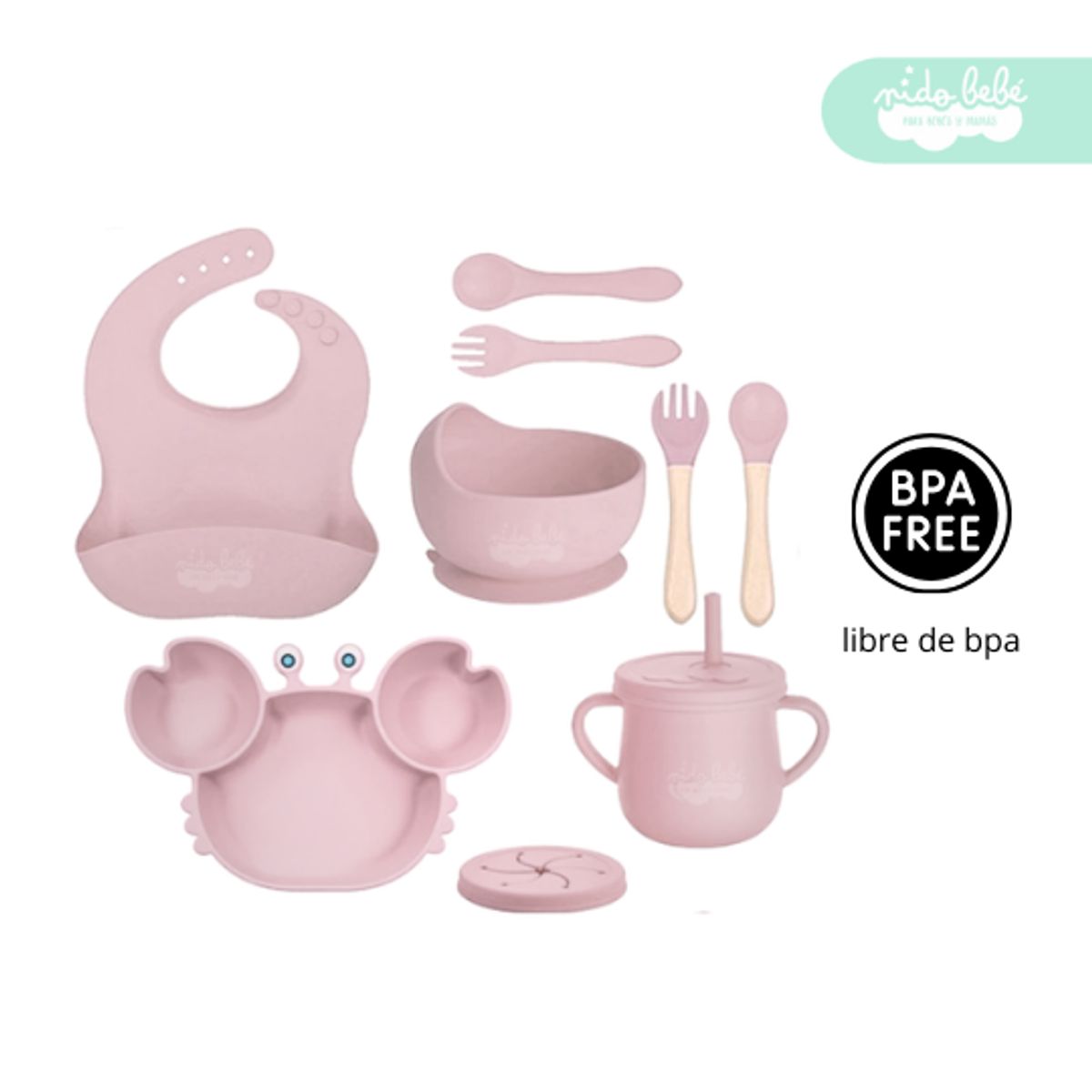 GENERICO - Set de alimentación de bebé modelo cangrejito rosado